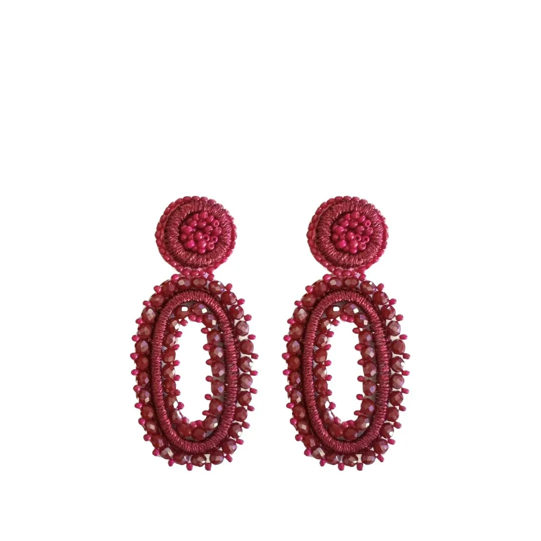 PAULIE POCKET Tarah Ohrring Oval (fuchsia)