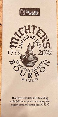 Michter&#39;s- Limited 2021 Release 20 YR Bourbon (750ml)