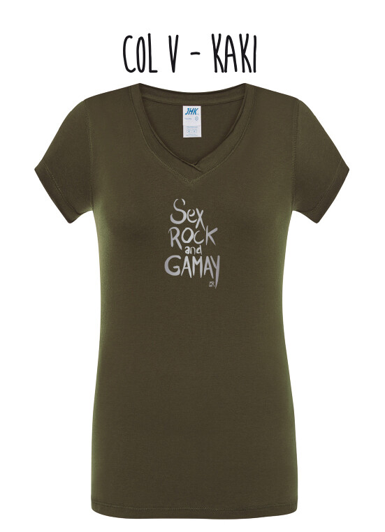 T-shirt Sex Rock and Gamay Col V Femme – Kaki