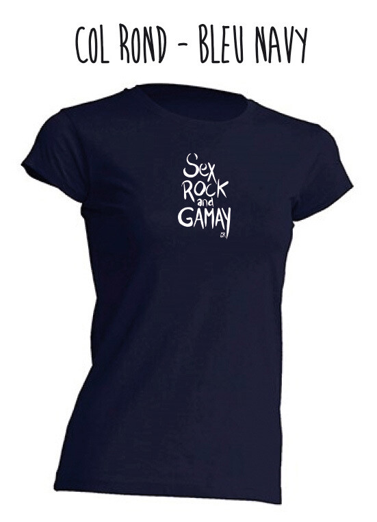 T-shirt Sex Rock and Gamay Col Rond Femme - Bleu Marine