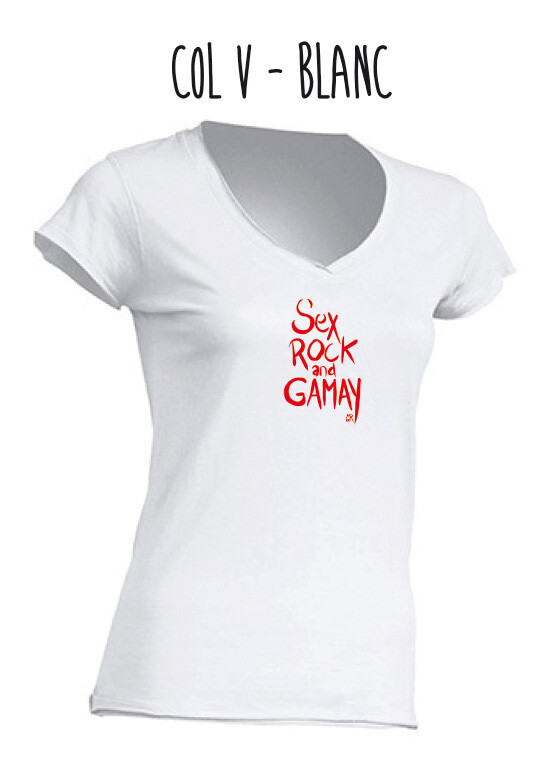 T-shirt Sex Rock and Gamay Col V Femme – Blanc