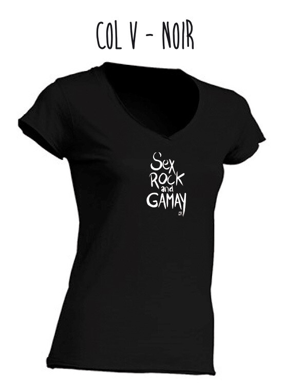 T-shirt Sex Rock and Gamay Col V Femme - Noir