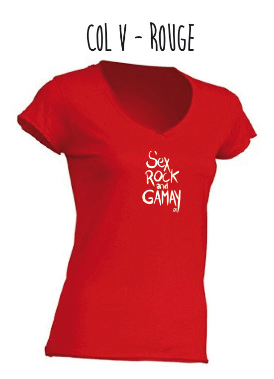 T-shirt Sex Rock and Gamay Col V Femme – Rouge