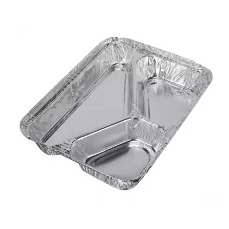 Aluminum container with 3 sections