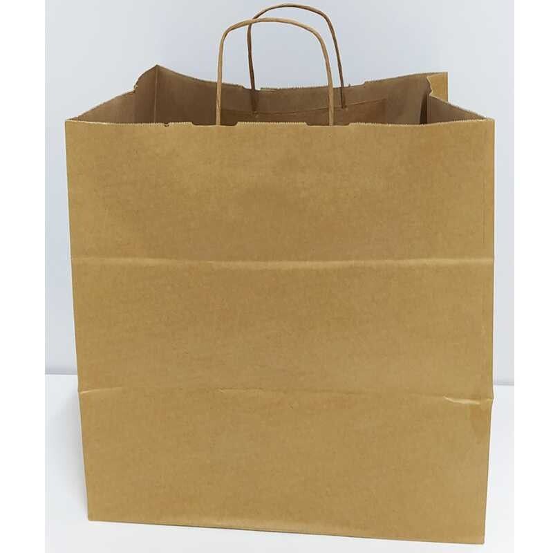 Paper bag with spinned handles