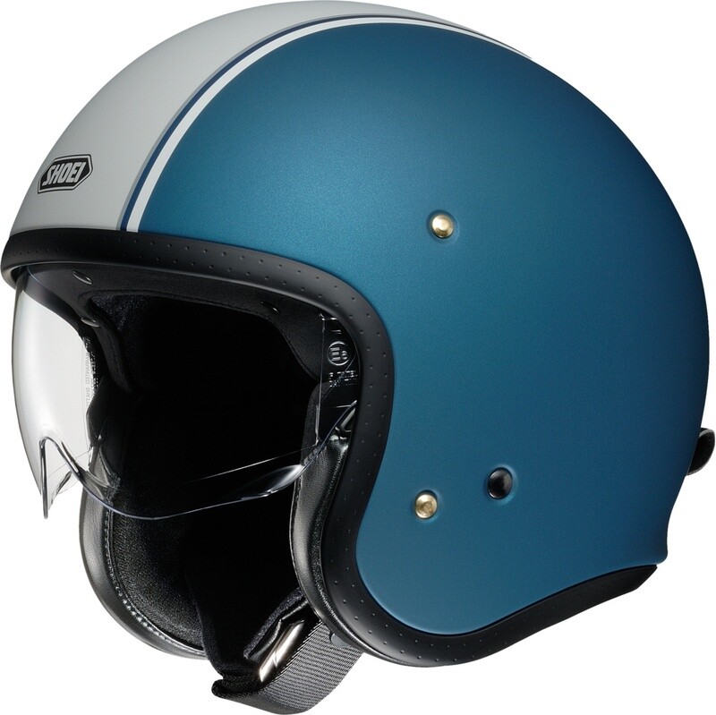 Casque jet J-O carburettor tc-2 bleu gris mat