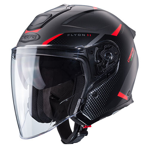 Casque jet caberg Flyon 2 boss noir, gris, rouge