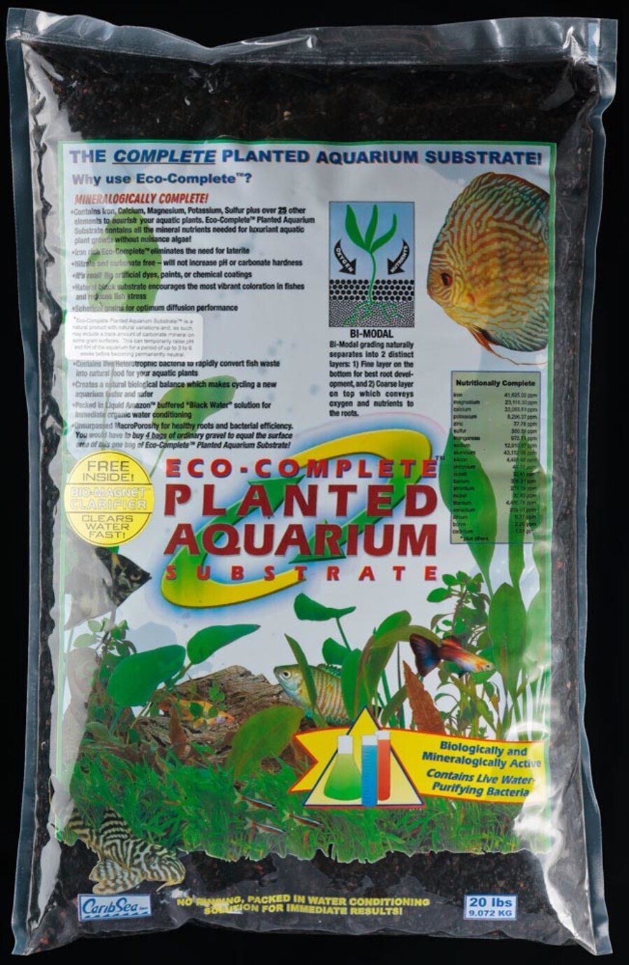 CaribSea Eco-Complete Planted Aquarium Gravel Black, 20 lb