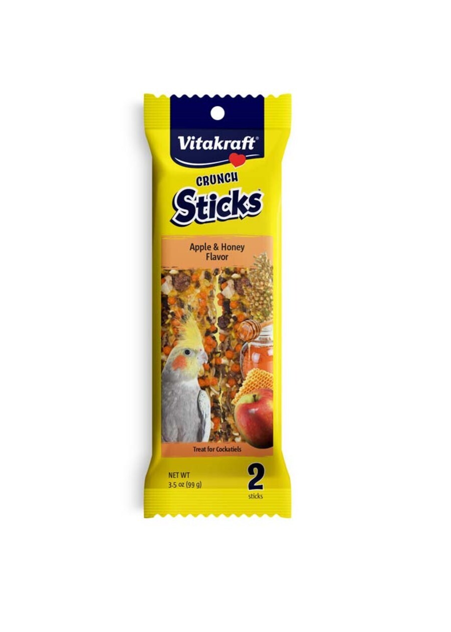 Vitakraft Crunch Sticks Apple &amp; Honey Flavor Cockatiel Treat 3.5 oz, 2 ct