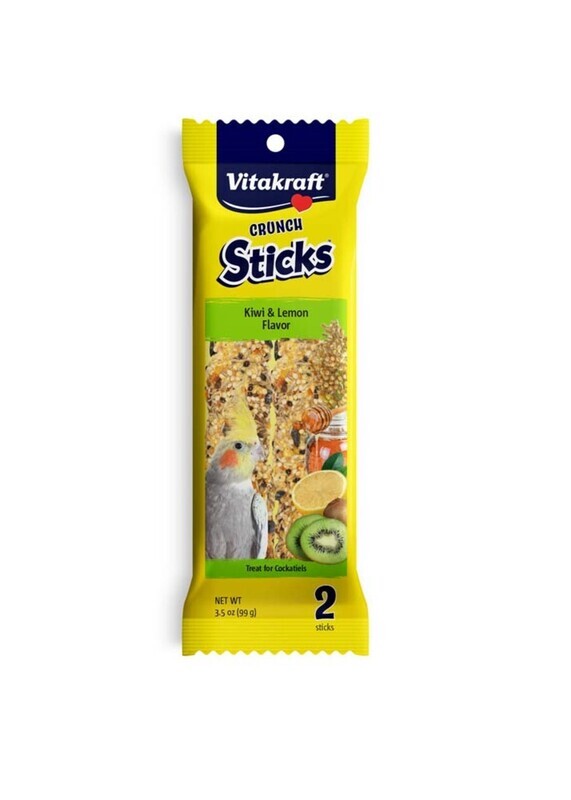 Vitakraft Crunch Sticks Kiwi &amp; Lemon Flavor Cockatiel Treat 3.5 oz, 2 ct