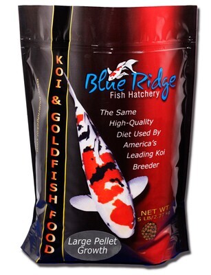 Blue Ridge Growth Formula Pellet Fish Food for Koi and Goldfish 5 lb, LG