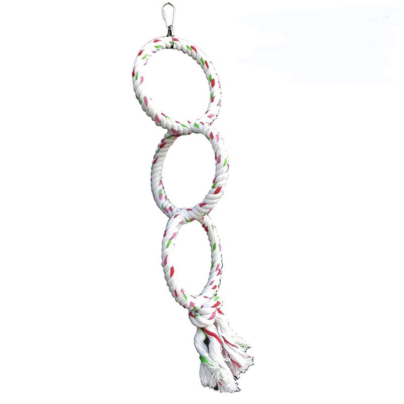 A&amp;E Happy Beaks Triple Ring Rope Swing Bird Toy