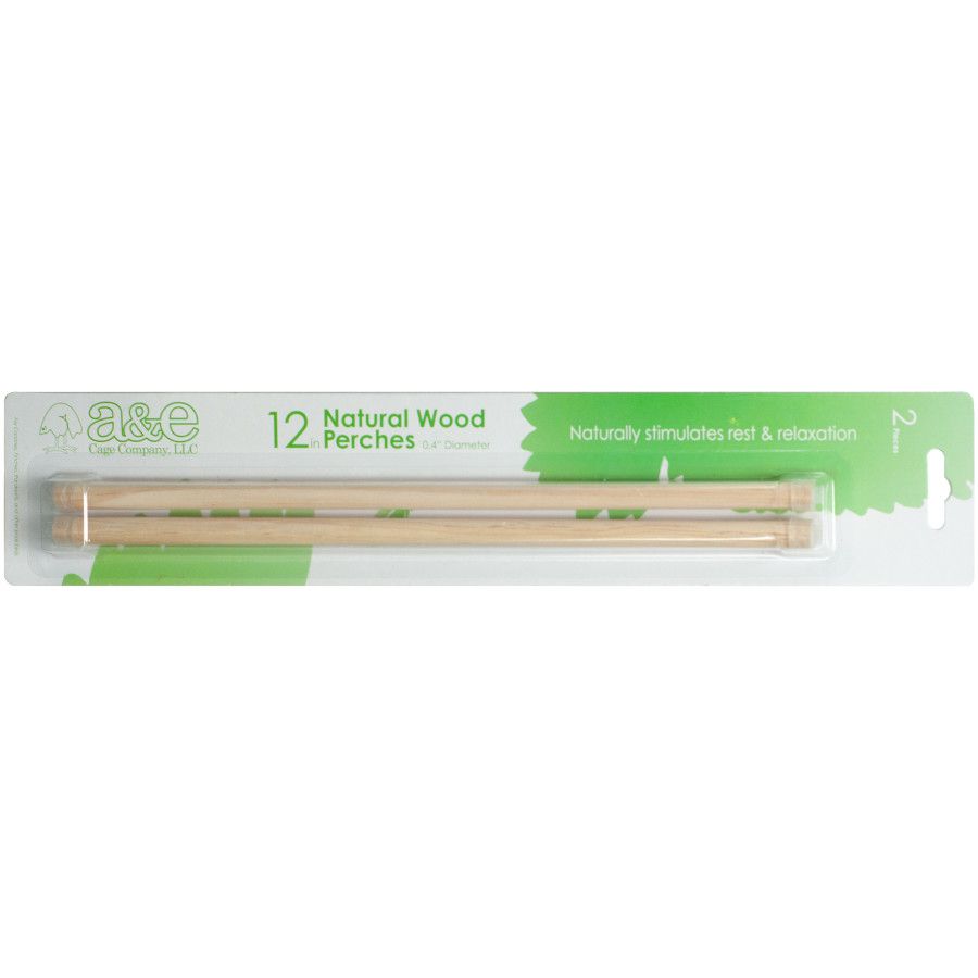 A&amp;E Cages Wooden Replacement Bird Perch 2 pk, 12 in