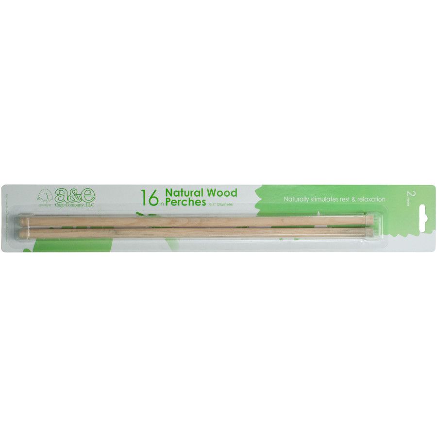 A&amp;E Cages Wooden Replacement Bird Perch 2 pk, 16 in