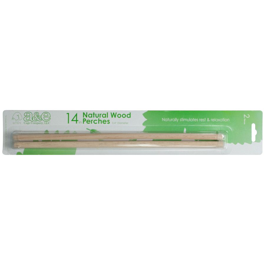A&amp;E Cages Wooden Replacement Bird Perch 2 pk, 14 in