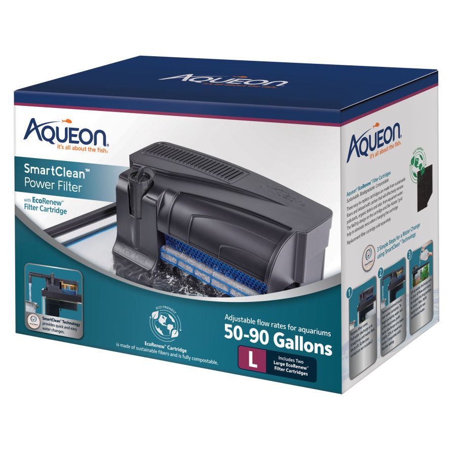 Aqueon SmartClean™ Power Filter with EcoRenew™ Filter Cartridge 50-90 gal