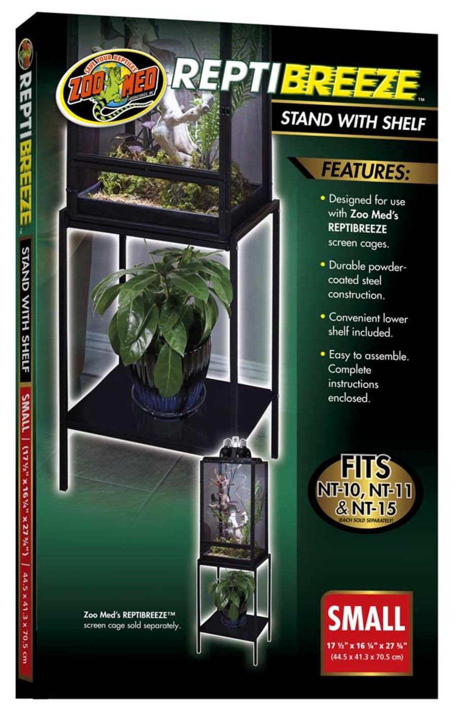 Zoo Med ReptiBreeze Stand w/Shelf Black, 1ea/SM