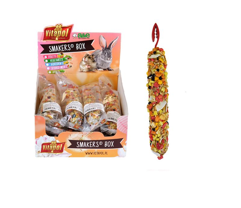 A&amp;E Vitapol Smakers Small Animal Treat Stick Fruit, 12 Ct Display Box