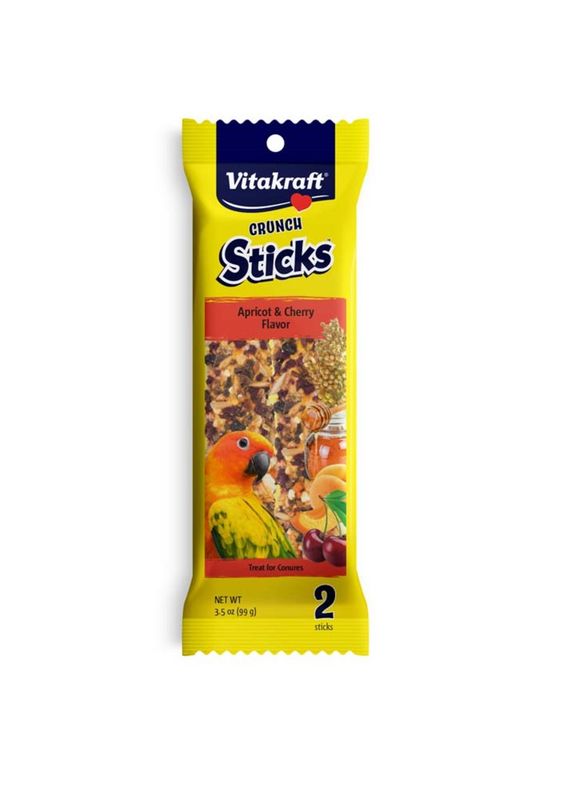 Vitakraft Crunch Sticks Apricot &amp; Cherry Flavor Conure Treat 3.5 oz, 2 ct
