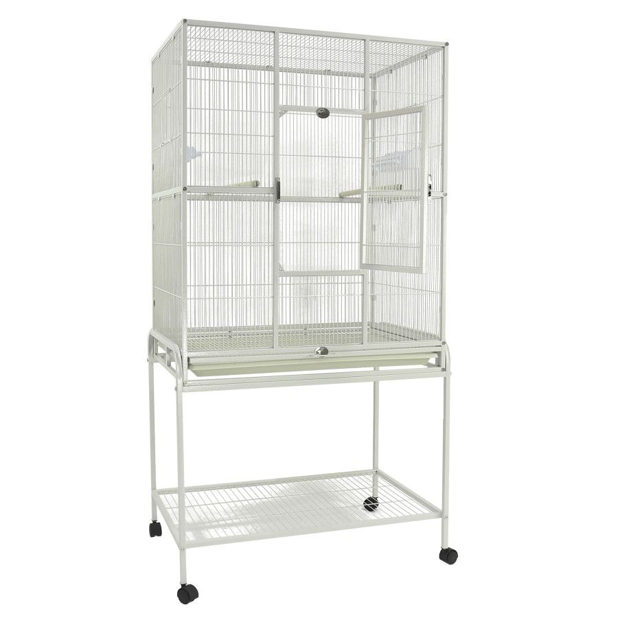 A&amp;E Cages Flight Cage and Stand White, 31In X 20 in