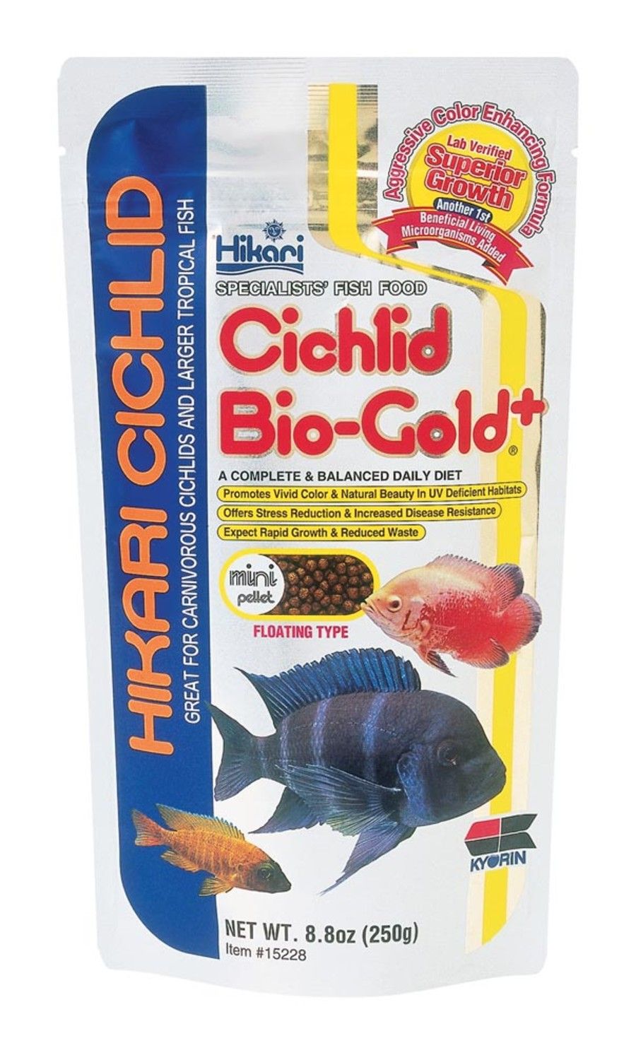 Hikari Cichlid BioGold+ Pellet Fish Food 8.8 oz, Mini