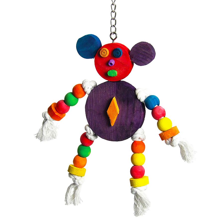A&amp;E  Happy Beaks The Crazy Wooden Mouse Bird Toy 10In X 1In X 10 in