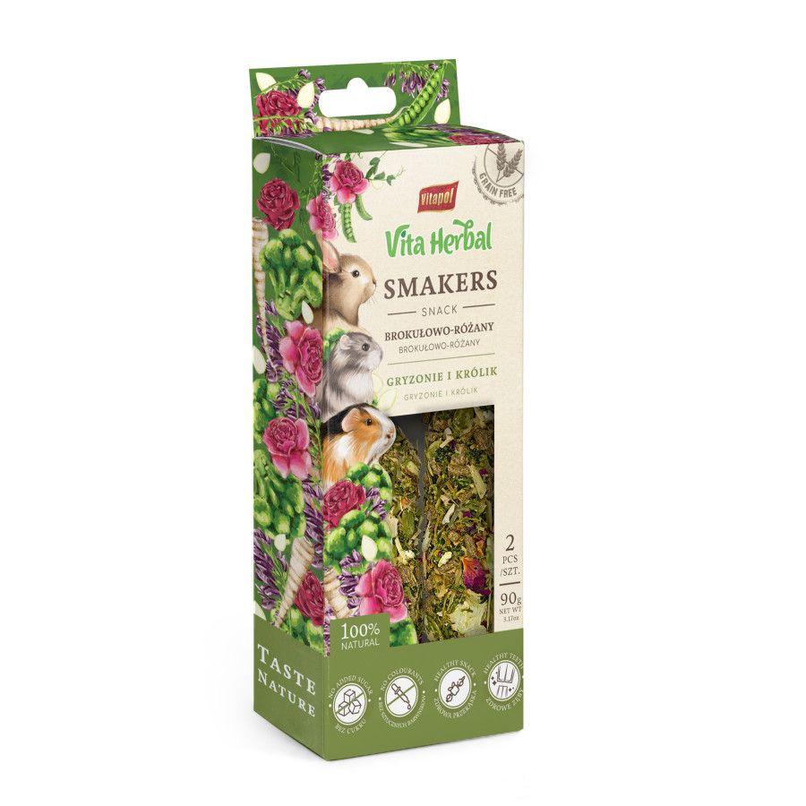 A&amp;E Cages Vitapol Vita Herbal Smakers Broccoli-Rose Small Animal Treat 2 pk