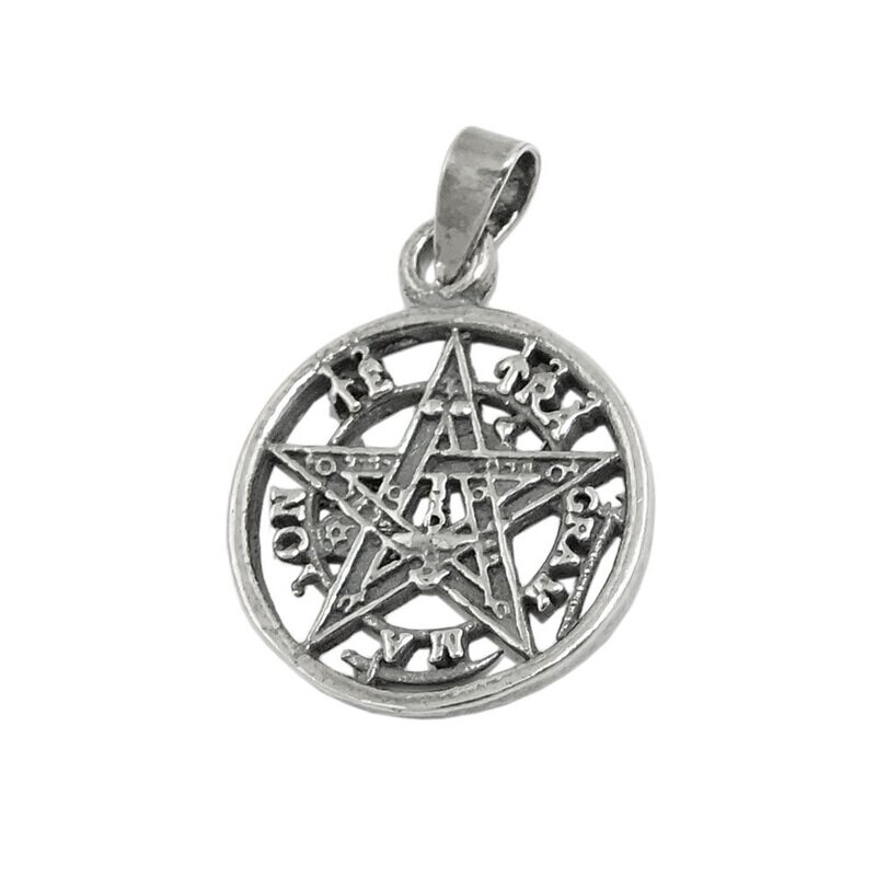 Anhänger 21 mm Pentagramm Amulett geschwärzt Silber 925