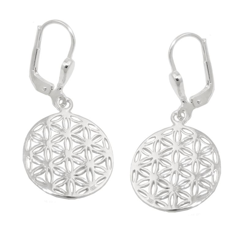 Ohrringe 32x16mm Blume des Lebens glänzend Silber 925