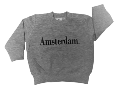 AH&BC Sweater AMSTERDAM grijs (zwarte tekst) baby