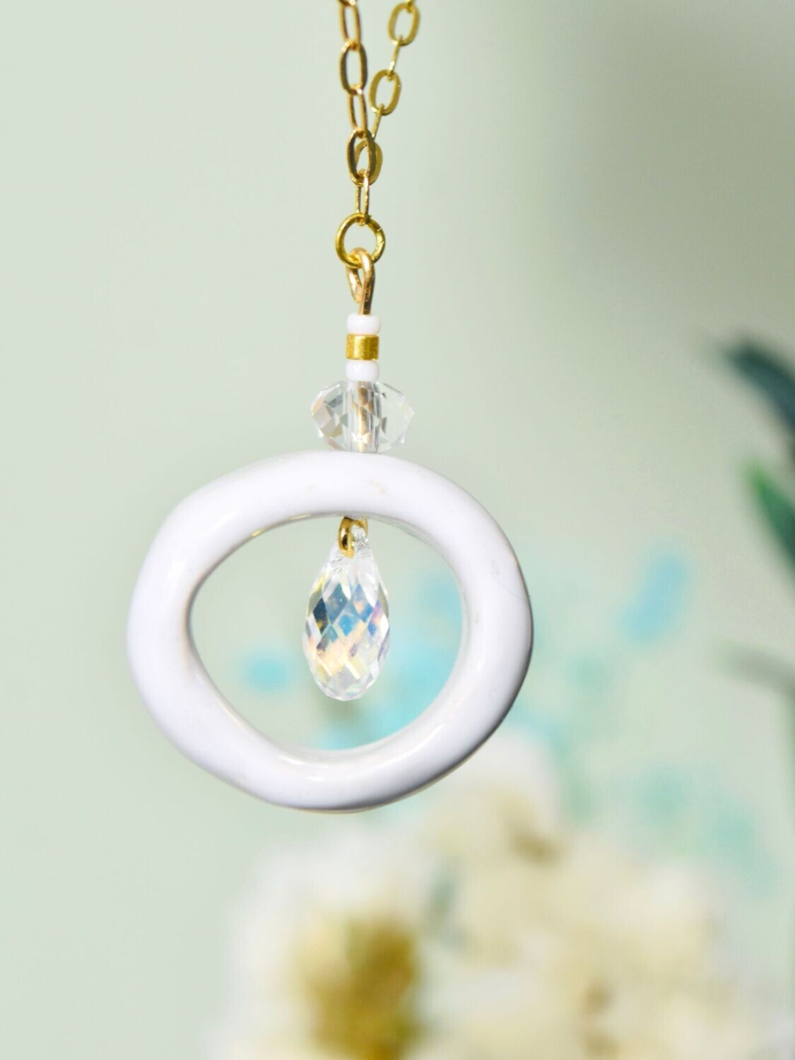 Collier ras de cou plaqué or et céramique