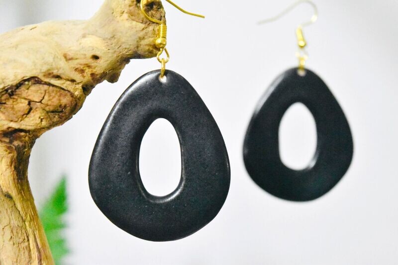 Boucles d'oreilles en céramique noir Mat