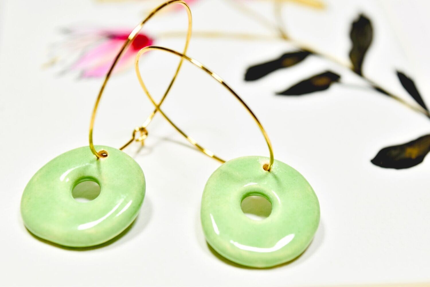Boucles d'oreilles donuts en céramique