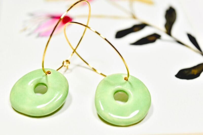 Boucles d'oreilles donuts en céramique