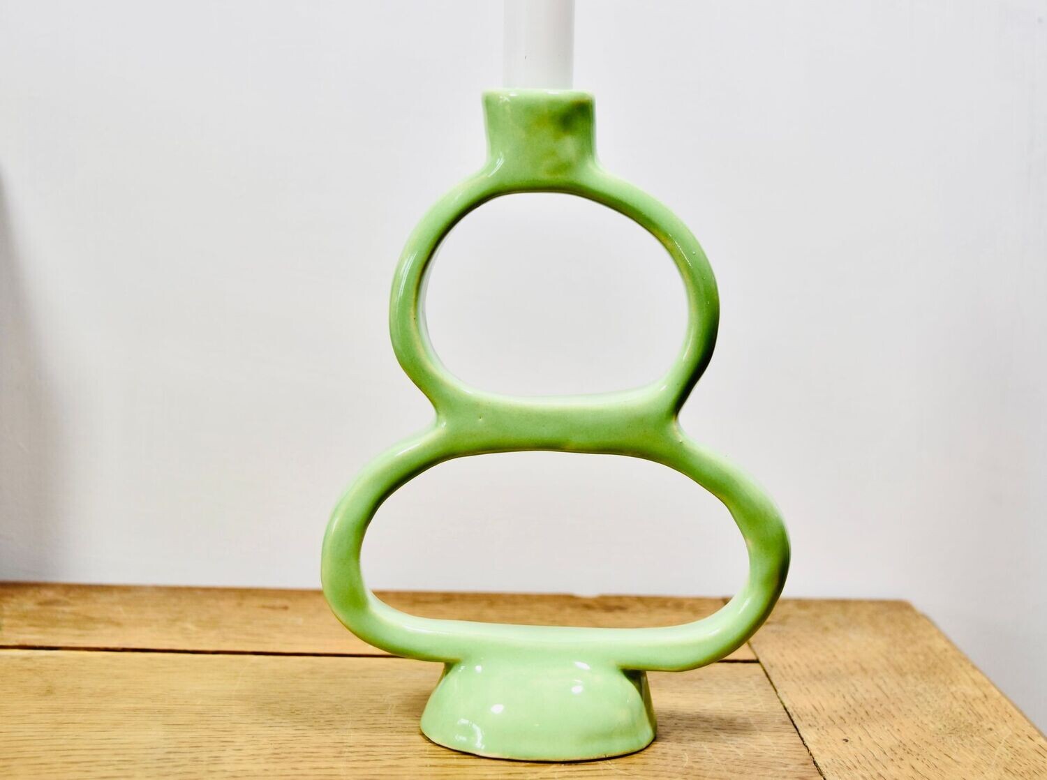 Bougeoirs vert pistache en céramique