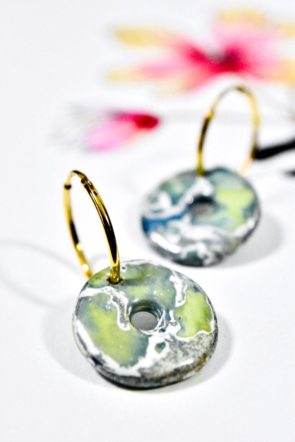 Boucles d'oreilles anneaux céramique