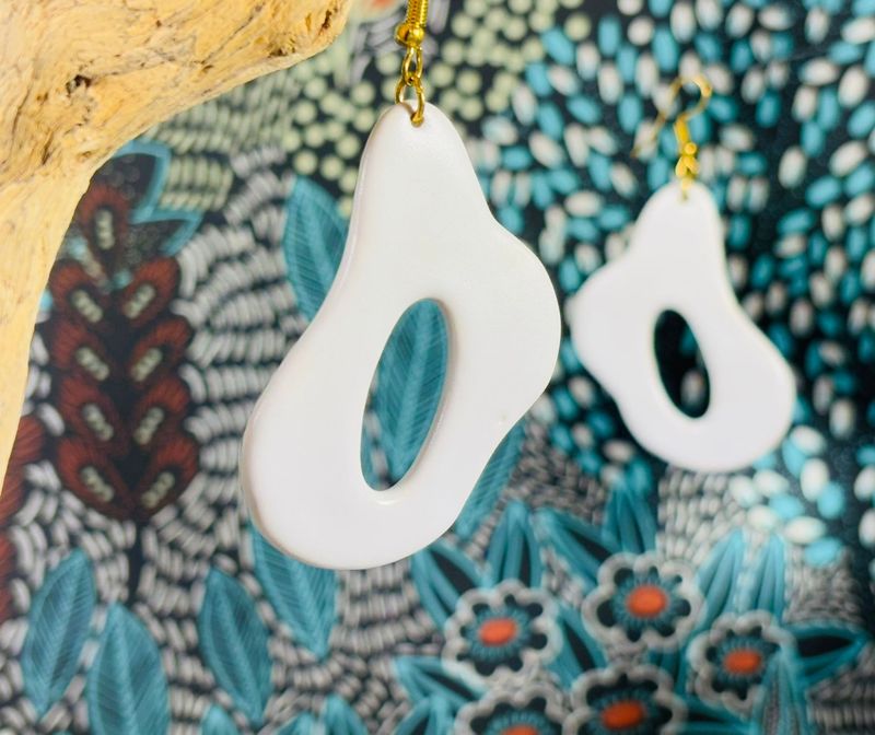 Boucles d'oreilles en céramique blanc Mat