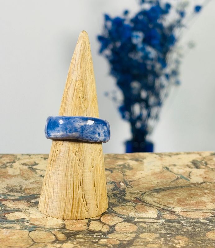 Bague en céramique  anneau bleu