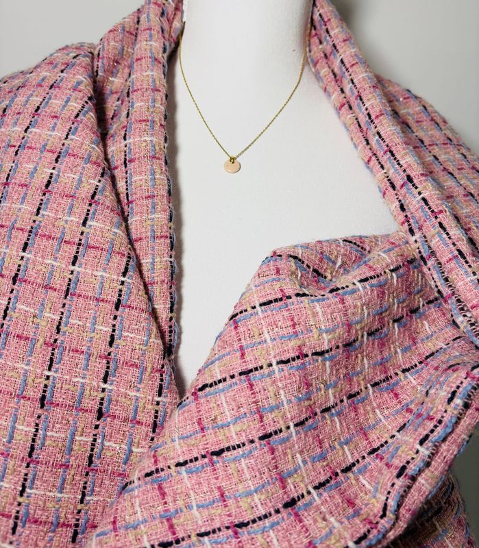 Écharpe en Tweed Rose et Bleu