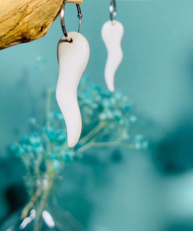 Boucles d'oreilles en céramique Blanc mat