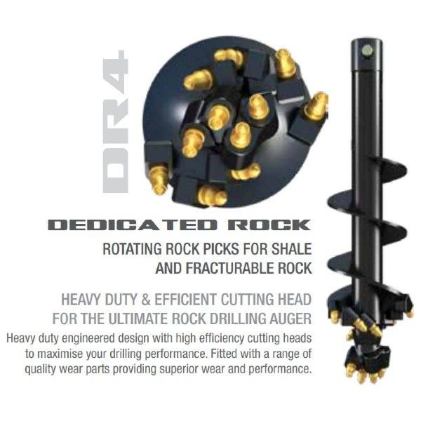 Digga DR4  Dedicated Rock Auger 150 to 600mm Auger Bit to suit 65mm Round Drive  1.2M