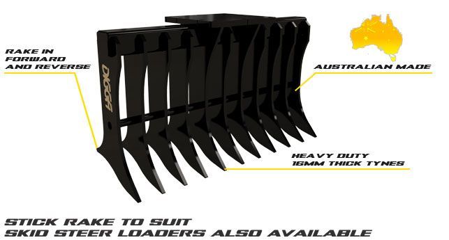 Digga Stick Rake 1200mm Suits 3 to 10 Tonne Excavators