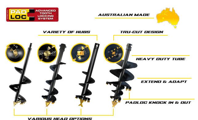 Digga TP Tree Planting Auger with overall diameter 300 to 800mm & Tap Root Diameter of 150mm to 400mm suits 65mm round hub