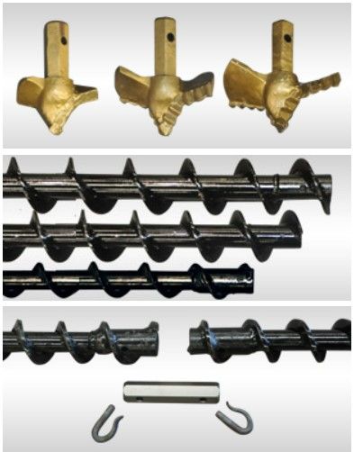 Continuous flight augers 1200mm to 1800mm length options and 65mm to 200mm width options available.