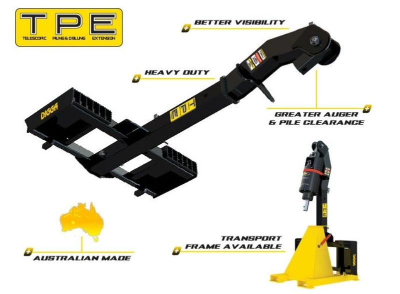 TPE - Telescopic piling & drilling extension for skid steers TO SUIT DRIVES PD12 - PD22