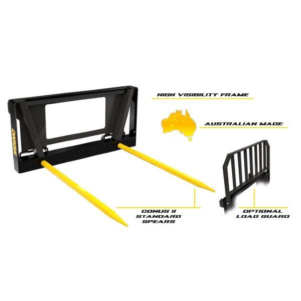 Digga Bale spears for skid steers & tractors - MULTIFIT BALE SPEAR FRAME WITH 2 SPEARS