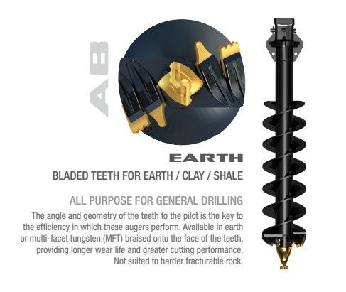Digga 8 Series A8 GENERAL EARTH AUGER BIT 75mm Square 1.5M Long 150mm to 1500mm suits 10-30T