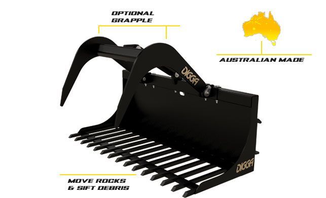 Digga Mini Rubble Bucket with Optional Grapple 1200MM (47") - BOBCAT S70