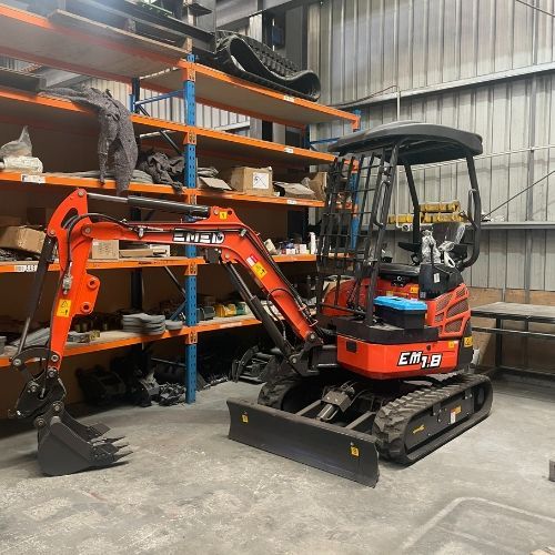 Mini Excavator 1.8 Ton EM1.8 with Yanmar engine, pilot side controls, expandable tracks, hydraulic quick hitch Plus free attachments Mini Excavator 1.8 Ton EM1.8 with Yanmar engine, pilot side controls, expandable tracks, hydraulic quick hitch Plus free attachments