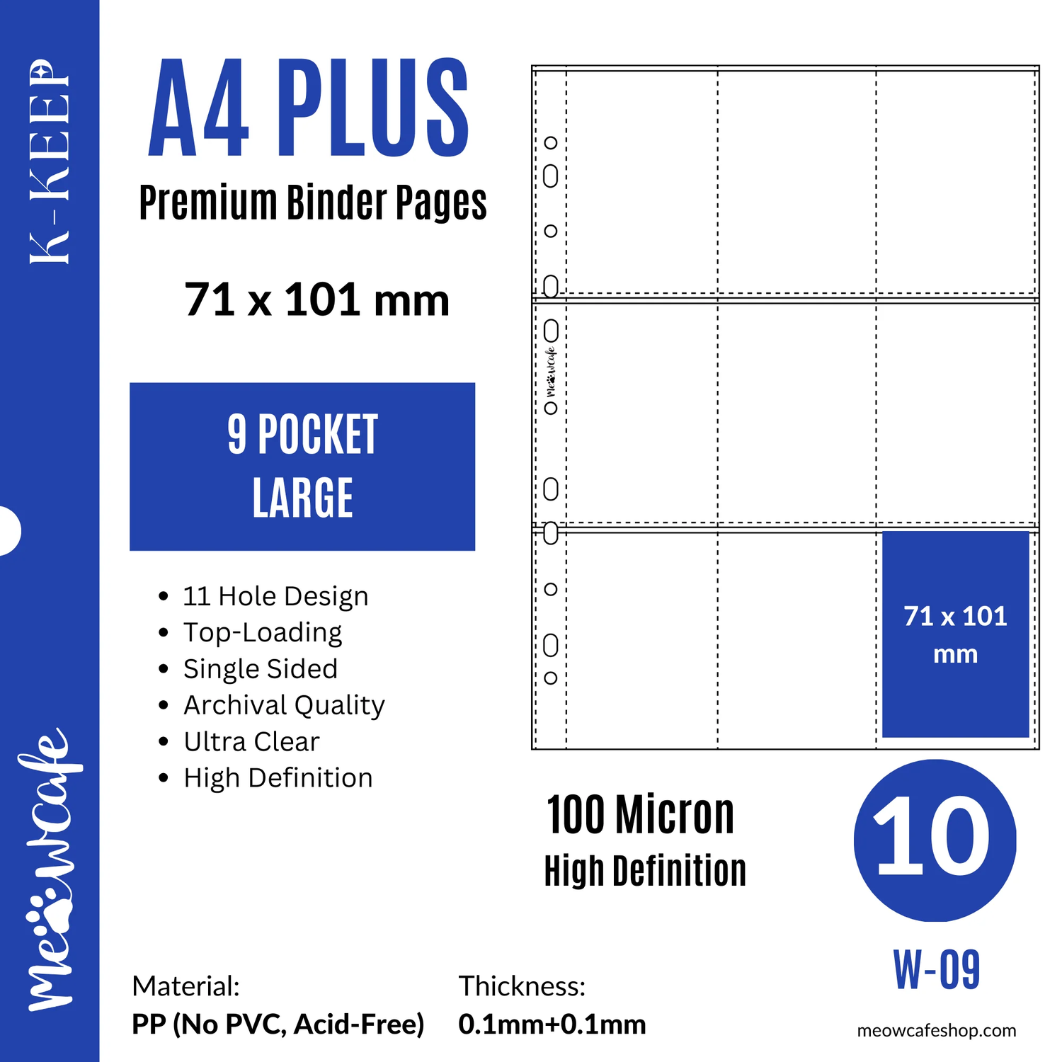 MeowCafe A4 Plus 9 Pocket Binder Page